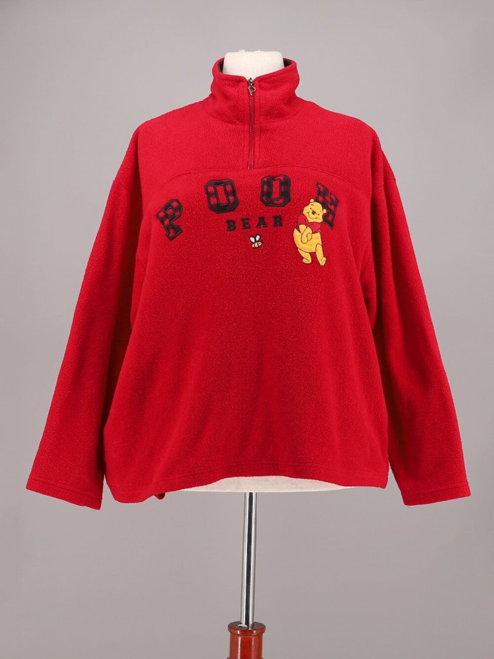 Vintage Winnie the Pooh Bear Disney Quarter Zip Pullover in Red Size L